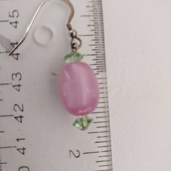 Sterling Earrings with Swarovski Crystals and Vintage Moonglow Lucite - Picture 2 of 4